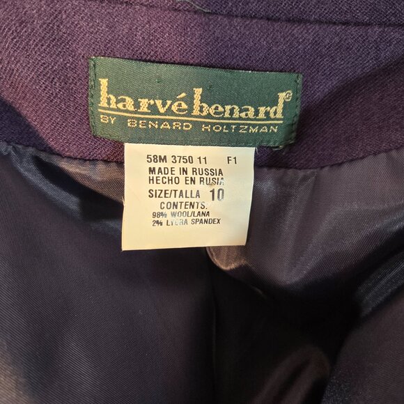 Vintage HARVE BENARD Old Money Preppy Purple Wool Blazer Jacket Size 10 LIKE NEW - Picture 12 of 16